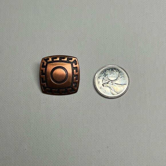 VINTAGE Square Modernist “Sun” Abstract Copper Earrings Clip On - Picture 7 of 7
